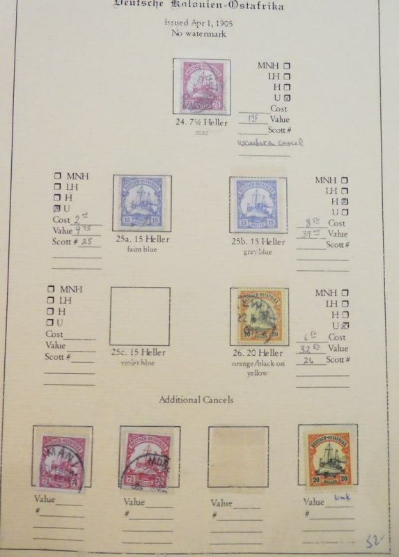 EDW1949SELL : GERMAN EAST AFRICA Mint & Used collection on pages. Scott Cat $619