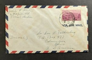 1957 Poona New Bazar India Airmail Cover to Columbus OH USA