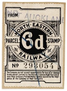 (I.B) North Eastern Railway : Parcel Stamp 6d (Bishop Auckland)