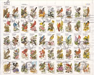 1982 STATE BIRDS & FLOWERS Sc 1953A-2002A full pane of 50 FDC on piece