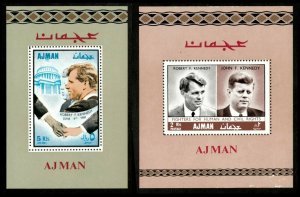 Ajman 1969 - Robert Kennedy In Memoriam, JFK - Set of 2v Souvenir Sheets - MNH