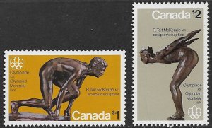 CANADA 1975 Montreal Olympics Dollar Value Set Sc 656-657 MNH