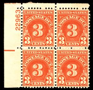 US #J82 PLATE BLOCK, VF mint never hinged, very fresh plate, nice!