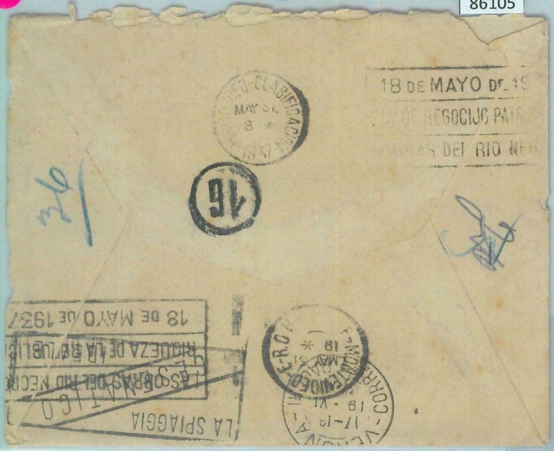 86105 - URUGUAY - POSTAL HISTORY -  CENSORED  mourning COVER to ITALY 1937