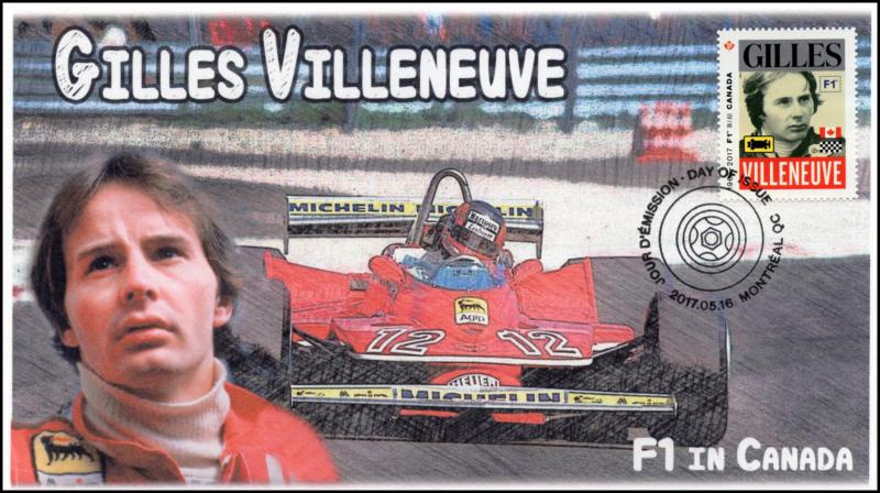 CA17-011, 2017, FDC, F1 in Canada, Gilles Villeneuve, Day of Issue,