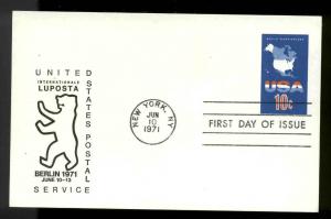 UX59 10c Map FDC New York, NY Luposta Cachet from USPS 3,000 Estimated