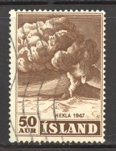 Iceland Scott 249 UH - 1948 50a Eruption of Hekla Volcano - SCV $0.25