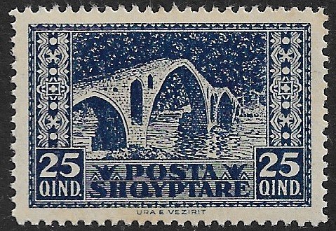 ALBANIA 1923 25q BRIDGE AT VEZIRIT Pictorial Sc 150 MNH