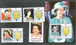 TUVALU NUKUFETAU - 1987 - QEII 40th Wedding Anniv-Perf 4v & 1 Souv Sheet - M N H