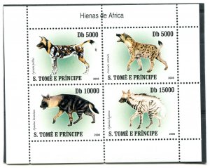 Sao Tome & Principe 2008 HYENAS Sheet Perforated Mint (NH)