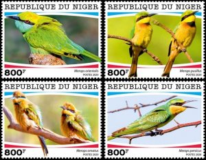 NIGER - 2020 - Bee-eaters - Perf 4v Set - Mint Never Hinged