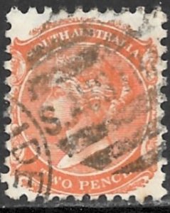 SOUTH AUSTRALIA 1876-80 QV 2d Orange Portrait Issue Sc 65 USED