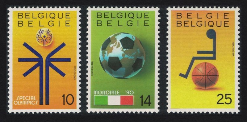 Belgium Football Special Olympics Sporting Events 3v 1990 MNH SG#3016-3018