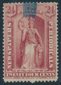 #PR17 VAR. 24c 1875 F-VF USED BLUE BRUSH CANCEL CV $375 BU8482