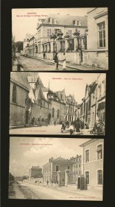 France Lot of 3 Early 20th Century Beaune Street Scene Unposted Postcards
