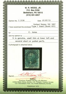 U.S. #31 USED WITH WEISS CERT