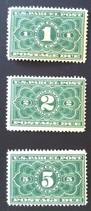 Scott #JQ1-3 - Parcel Post stamps - OG HR - Lot - 1912