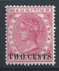 Mauritius #88 MH 4c Queen Victoria Surcharged Two Cents