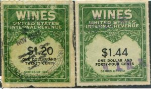 USA SC# RE146-7 Wine Revenue series  $1.20, $1.44 series 1941 Used