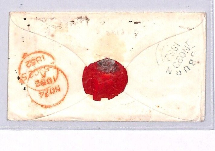 GB IRELAND Cover LISBURN Numeral 1d Red CLEAR PROFILE Large Margins 1852 YB25