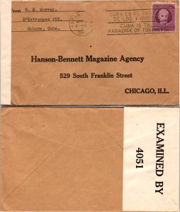 1942 Cuba (Havana) to United States + US Censor Tape #4051 ( Postal History )...