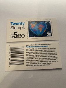 Scott 2536 Love booklet of 20 stamps not opened M NH OG ach