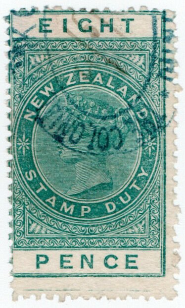 (I.B) New Zealand Revenue : Stamp Duty 8d (sheet-edge watermark)