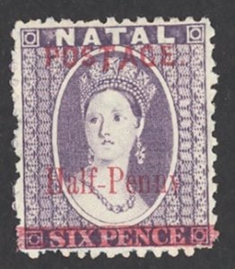 Natal Sc# 79b MH 1895 ½p on 6p Pennv Queen Victoria