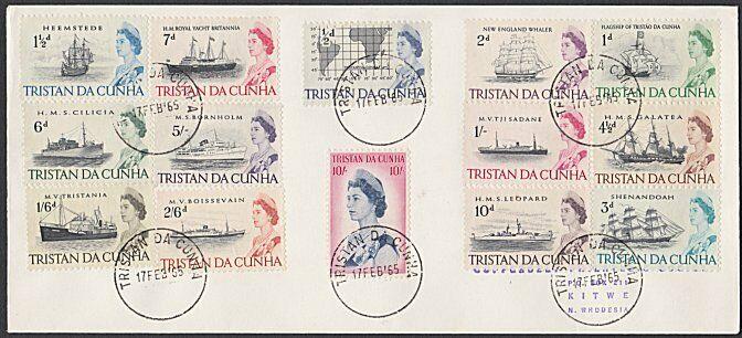 TRISTAN DA CUNHA 1965 Ships definitive set on FDC to Rhodesia..............55495