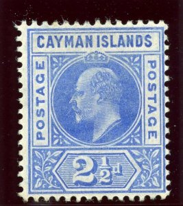 Cayman Islands 1902 KEVII 2½d bright blue MLH. SG 5. Sc 5.