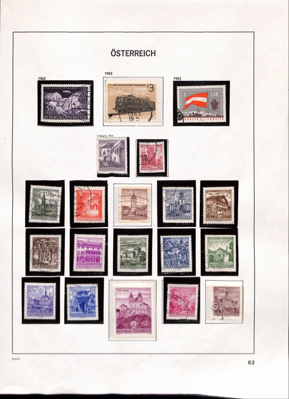 Austria Österreich lot of used stamps 1962 - p63 The album page is not included