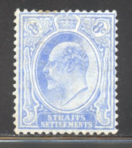 Straits Settlements Scott 134 Unused HOG - 1906 8p King Edward VII - SCV $4.50