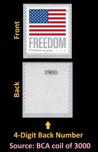 US Flag Freedom forever coil single BCA 4-digit back number (1) MNH 2023 4/15 