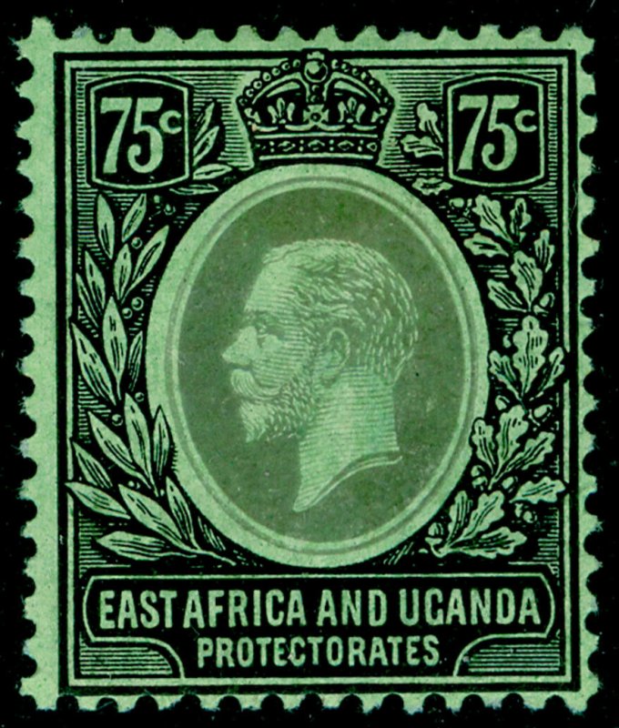 EAST AFRICA and UGANDA SG52d, 75c black/green, M MINT. Cat £12. WMK MULT CA