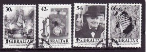 Gibraltar-Sc#881-4-used set-Gibraltar Chronicle-Newspaper-2001-small hinge remna