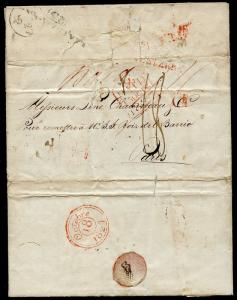 GREAT BRITAIN LETHERHEAD 10/14, 1827 COMPLETE FOLDED LETTER TO PARIS AS SHOWN