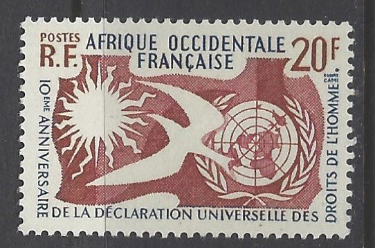 French West Africa, Scott #85; 20fr Human Rights Issue, MH