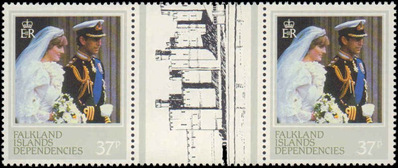 Falkland Islands Dependencies #1L72-1L75, Complete Set(4), Gutter Pair, 1982,...