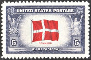 SC#920 5¢ Overrun Countries: Denmark Single (1943) MNH