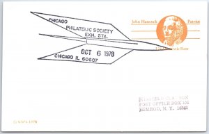 US POSTAL CARD SPECIAL EVENT POSTMARK CHICAGO PHILATELIC SOCIETY EXHIBITION 78