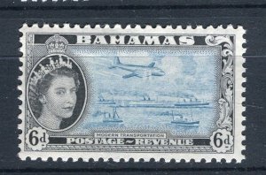 BAHAMAS; 1954 early QEII pictorial issue fine Mint hinged 6d. value