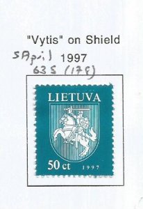 LITHUANIA - 1997 - Vytis on Shield -  Perf Single Stamp - M L H