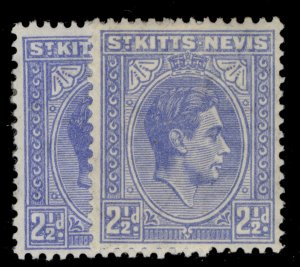 ST KITTS-NEVIS GVI SG72 + 72a, 2½d SHADE VARIETIES, M MINT. Cat £10.