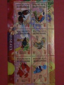 IVORY: 2013, COLORFUL LOVELY BEAUTIFUL BIRDS MNH S/S SHEET.