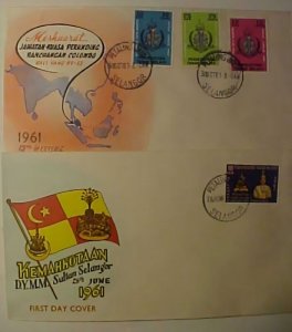 MALAYSIA  FDC SELANGOR 1961 2 DIFF