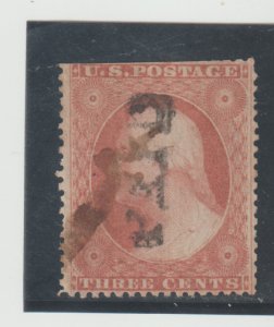 U S Scott #26 Paid Cancel CXL Three cent Washington VF