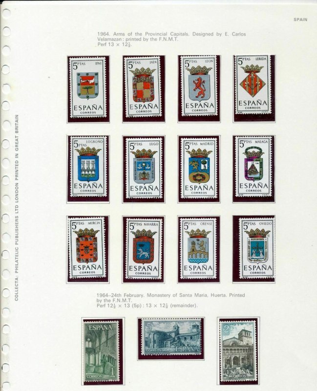 SPAIN 1963/64 MNH Art Arms Ships on 13 Pages(Bat643