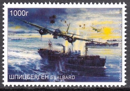 SVALBARD SPITSBERGEN 2020 WORLD WAR II ARCTIC CONVOYS SHIPS AIRCRAFT MNH POLAR