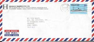 J) 1984 SINGAPORE, BOAT, AIRMAIL, CIRCULATED COVER, FROM SINGAPORE TO USA