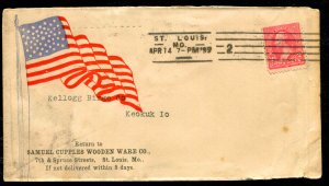 1899 Spanish American War Patriotic Flag St Louis Machine to Keokuk Cupples Co.